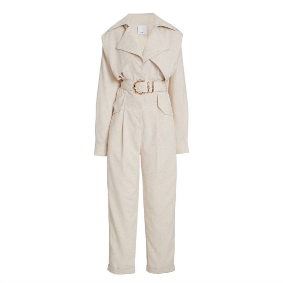 Acler Hanbury Belted Cotton-Blend Jumpsuit $470 EUC Sz 6